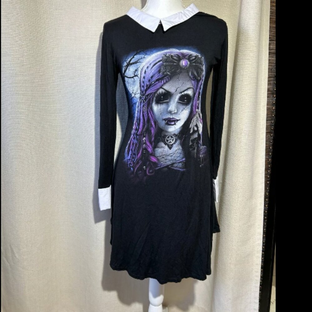 Spiral Direct Creepy Dead Doll dress S nwt Wednesday collar